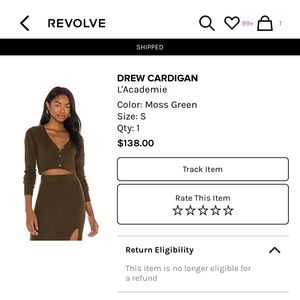 L’academie crop top sweater. Size small. Color is moss green.